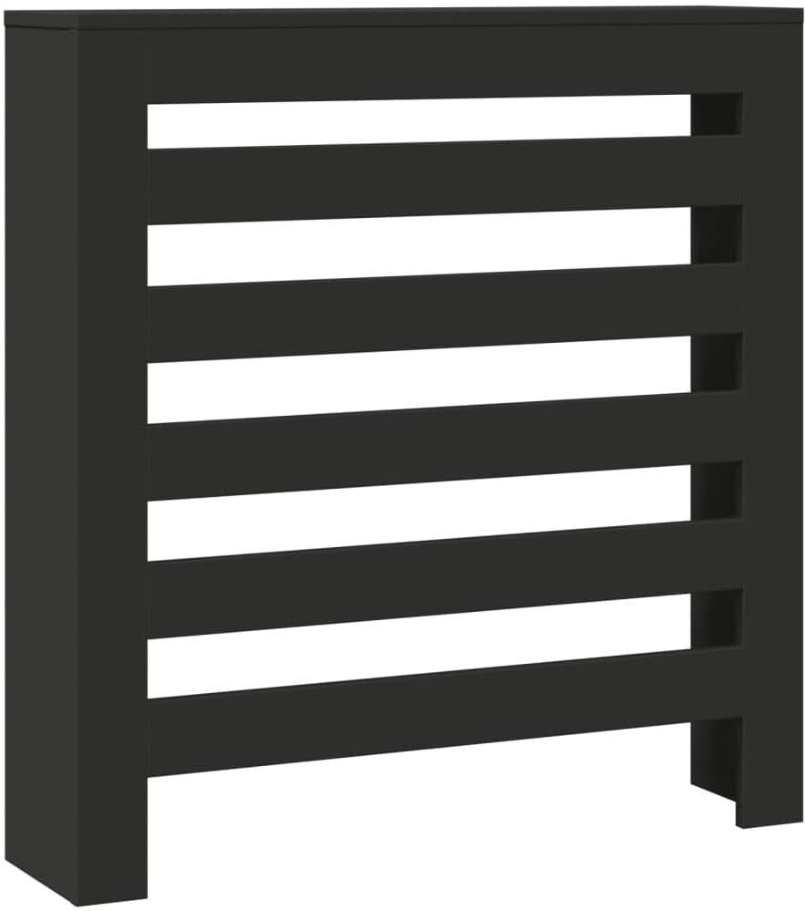 Black Radiator Cover Cabinet | Modern MDF Slatted Heater Shelf | 78x20x82cm