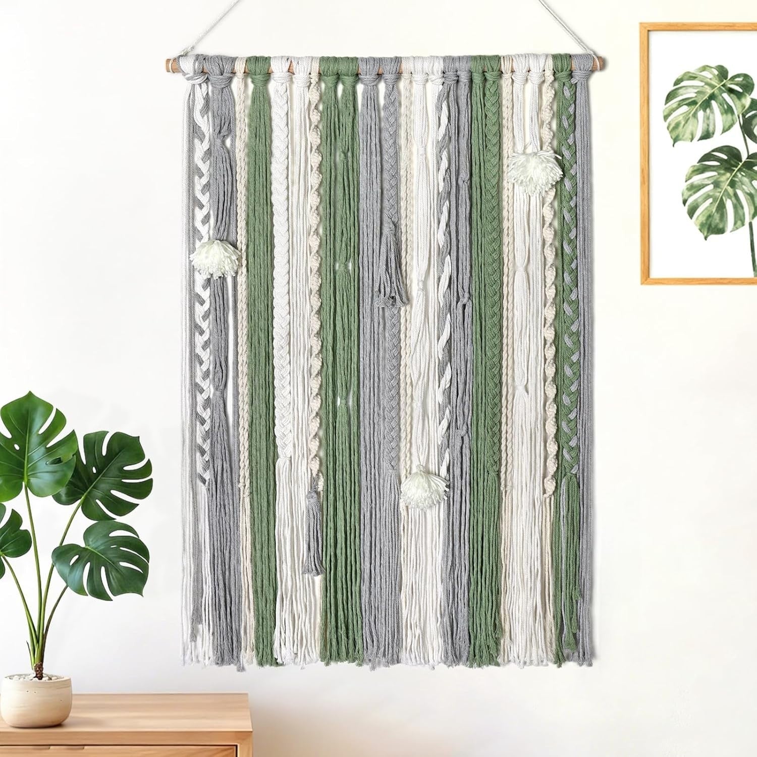 Large Boho Macrame Wall Hanging 23.6"x34.2" Tassel Tapestry Decor