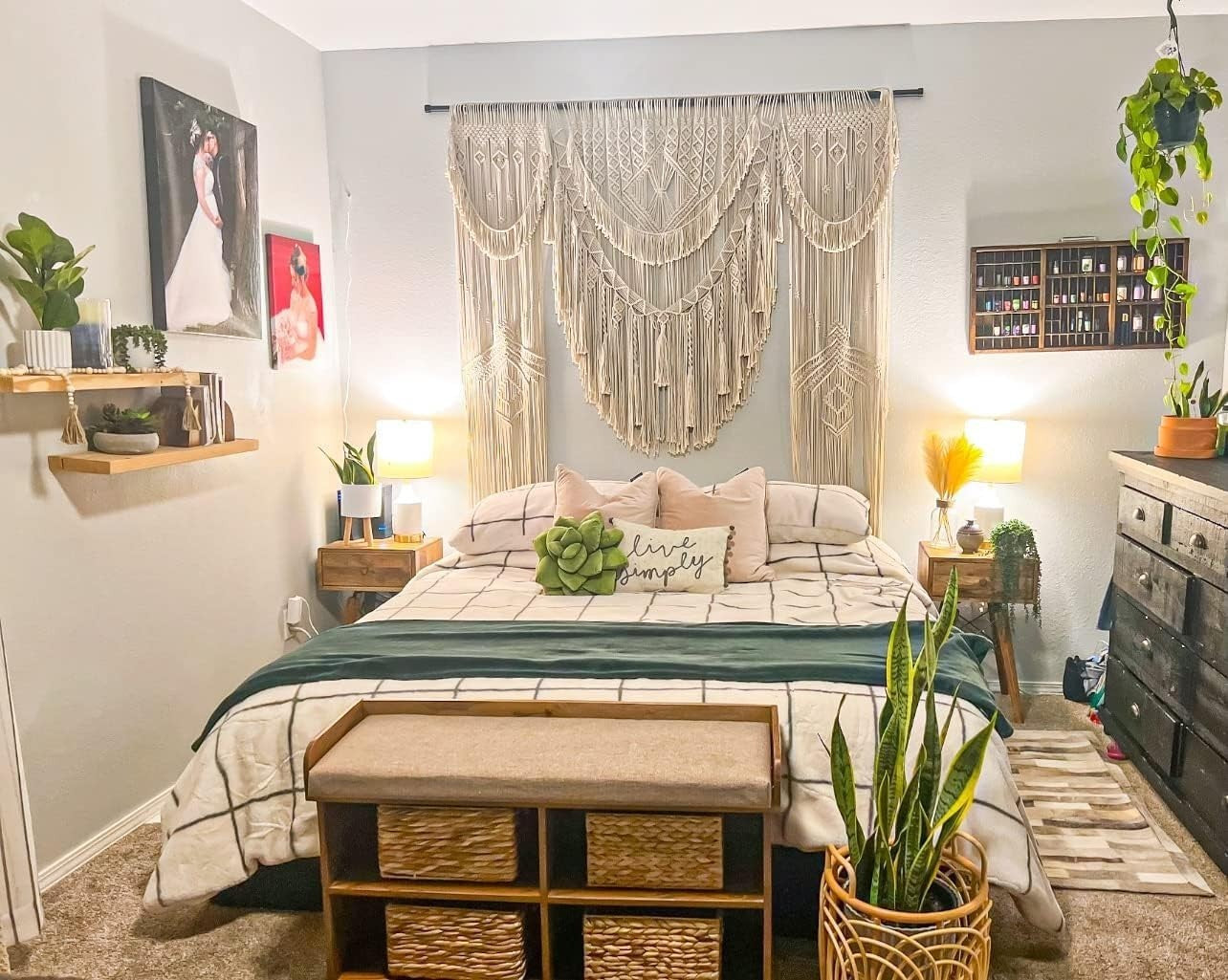 Handmade Macrame Curtain 75x85" Boho Wedding Wall Hanging Decor