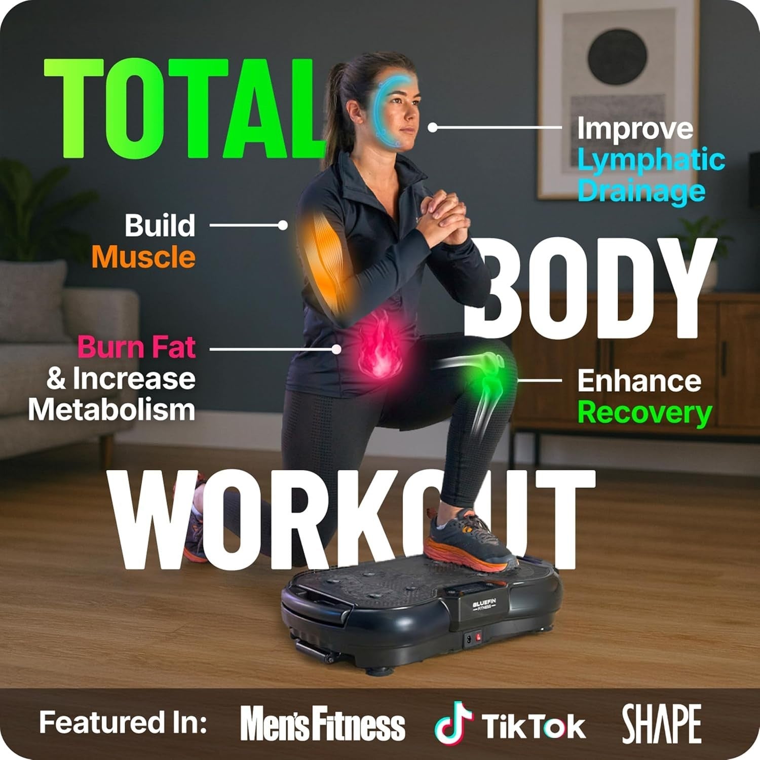 Ultra Slim Vibration Plate Exercise Machine 180 Levels 5 Programs 150KG