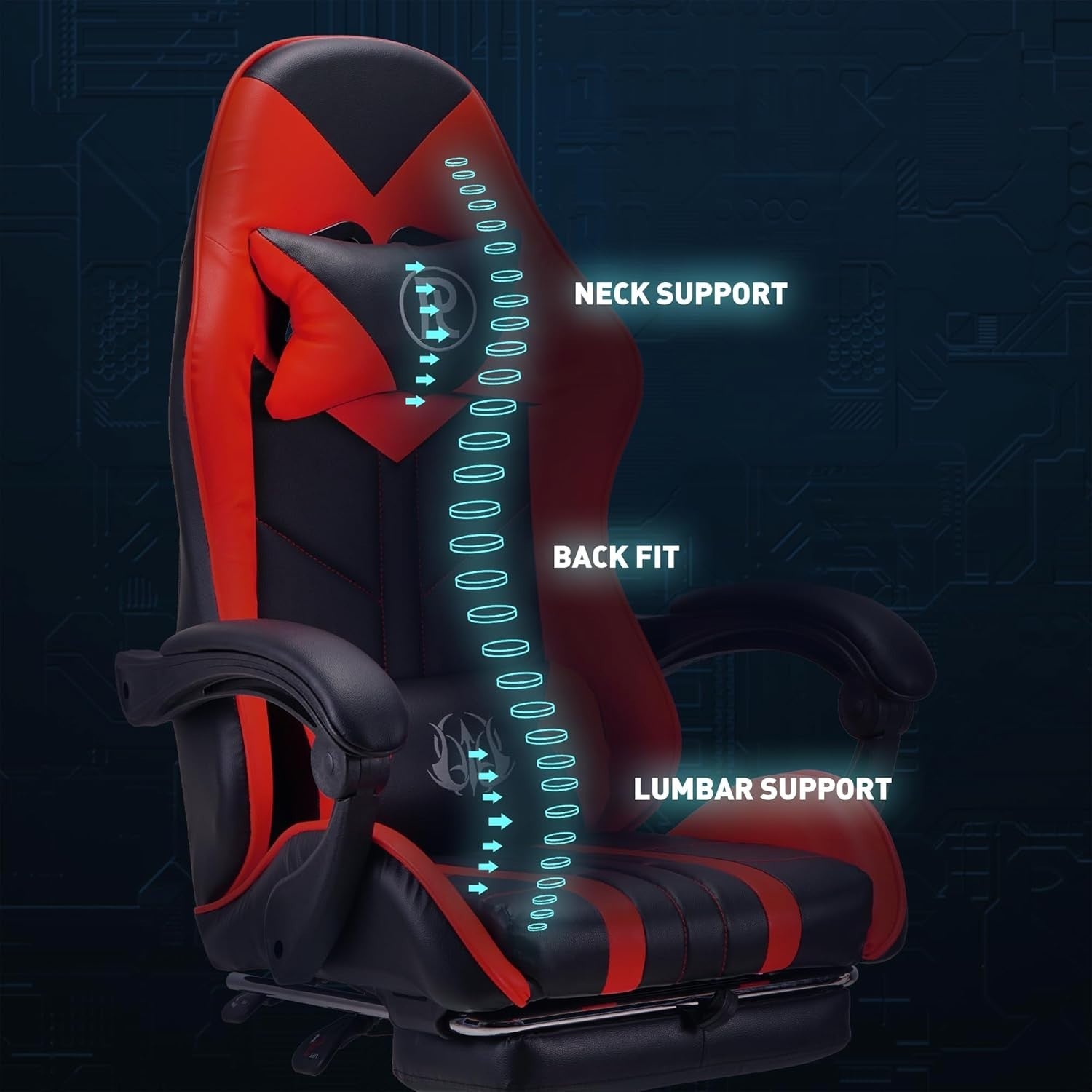 Ergonomic Red Gaming Chair Office Computer Racing Seat Adjustable Foot Rest New