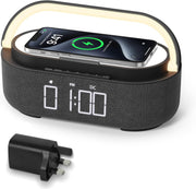 Bluetooth Alarm Clock Wireless Charger Speaker FM Radio Snooze
