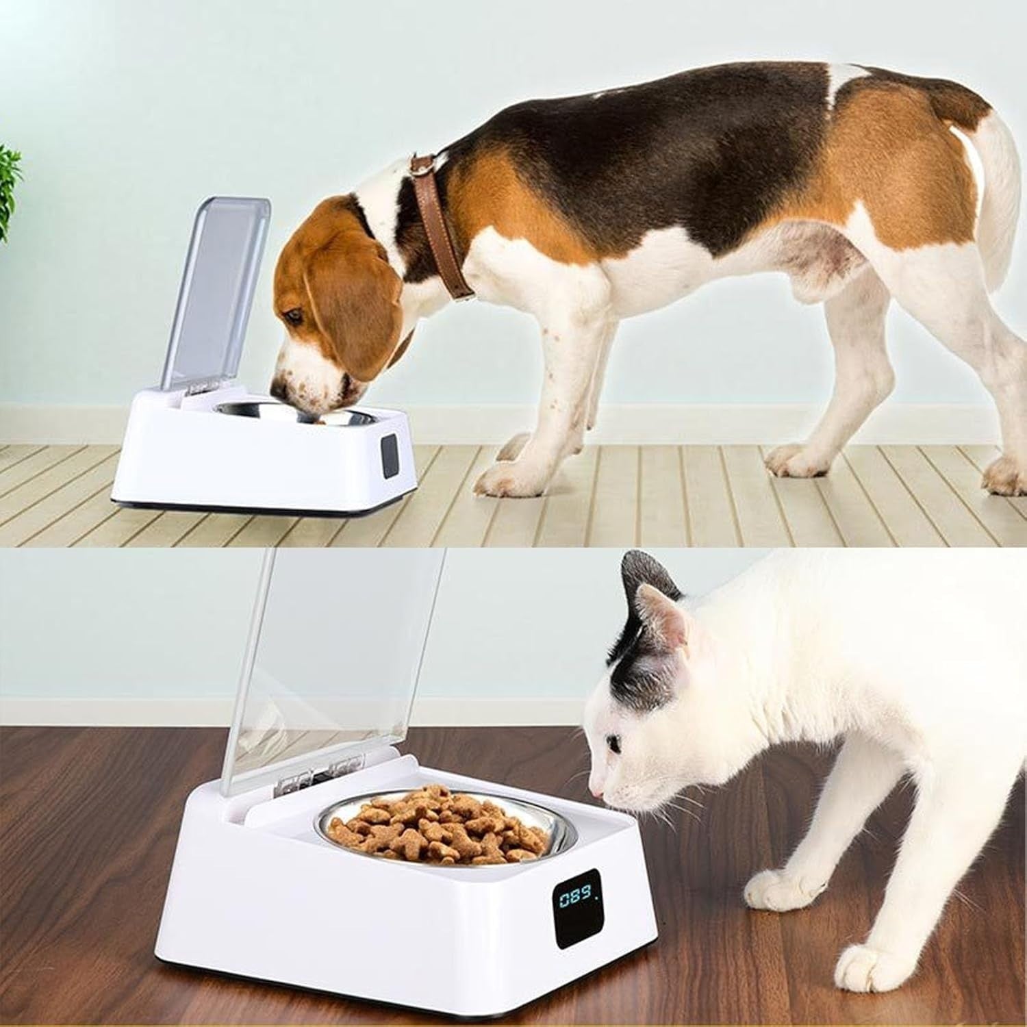 Smart Pet Feeder Auto Sensor Lid Feeding Bowl Rechargeable 350ml