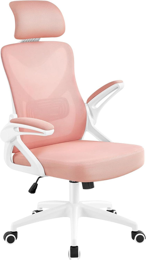 Ergonomic Mesh Office Gaming Chair Adjustable Lumbar Headrest White/Pink