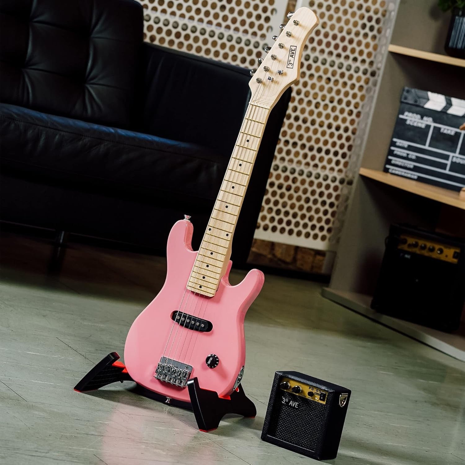 Kids 1/4 Size Electric Guitar Starter Kit Amp Bag Pink