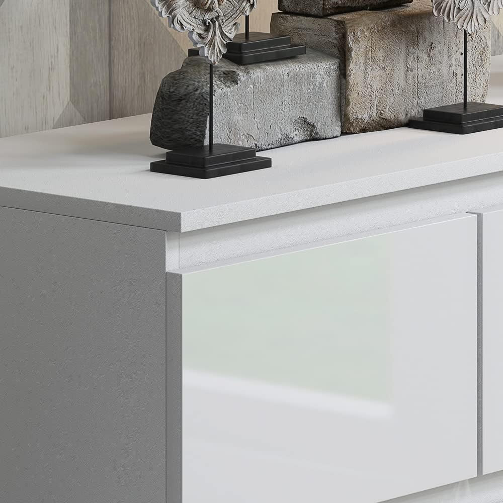 White Gloss 7 Drawer Chest Cabinet Modern Bedroom Storage Dresser
