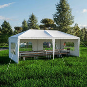 3x6M Steel Frame Gazebo With 6 Sidewalls Waterproof Garden Party Tent White