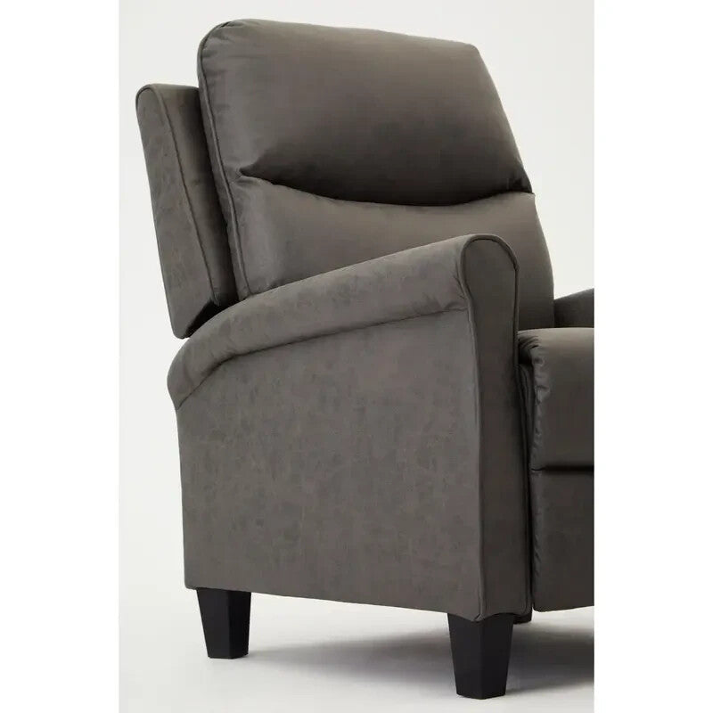 Recliner Armchair Grey Faux Leather High Back Push Back Lounge Chair