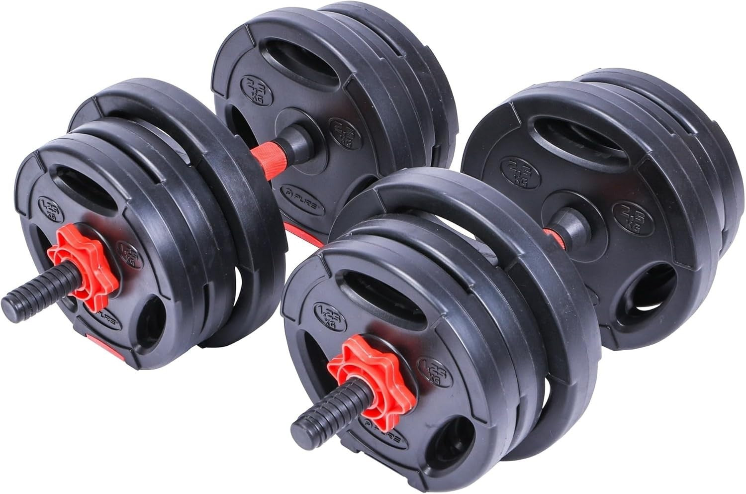 Hybrid Dumbbells Pair 20kg Non Slip Rubber Metal Home Gym Weights