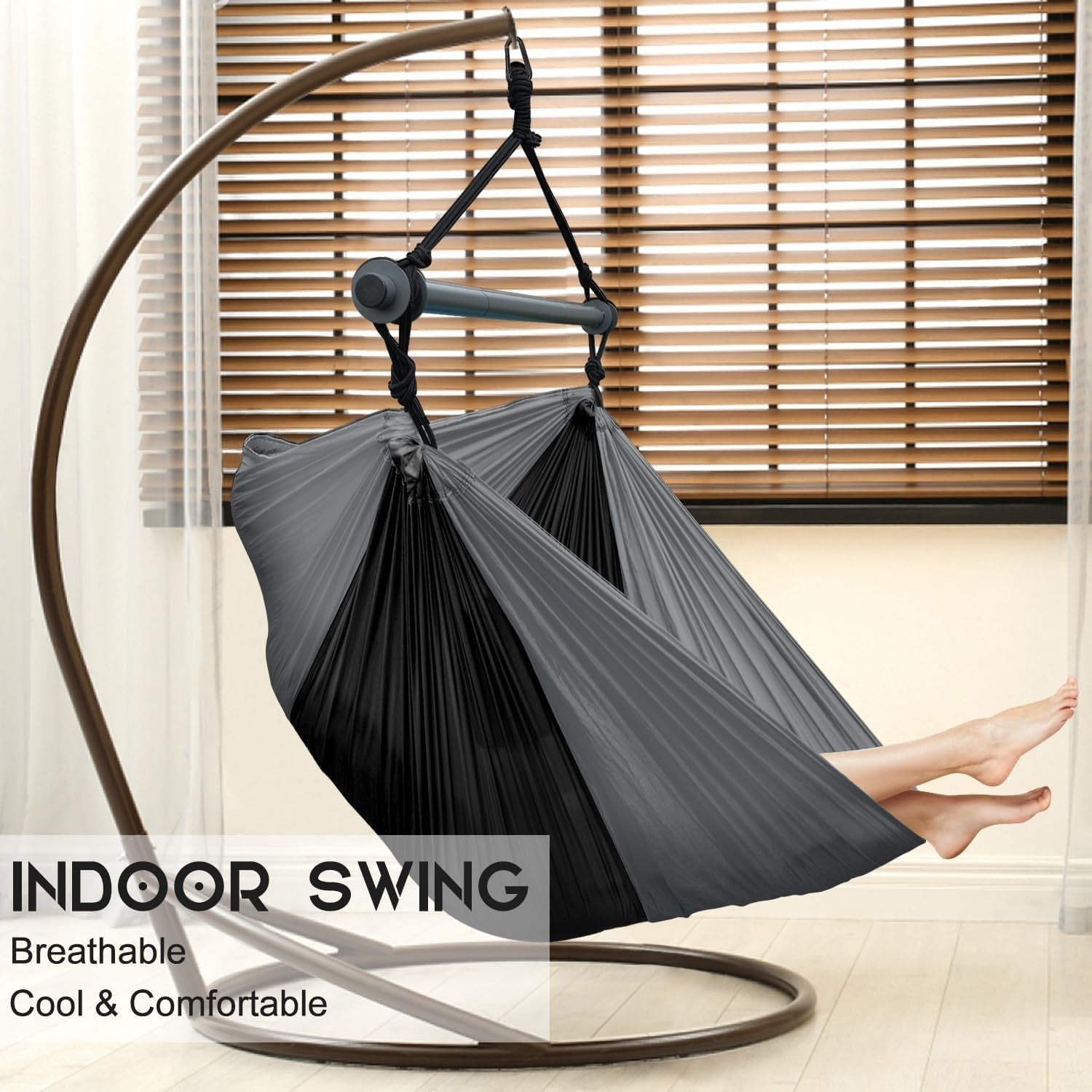 Portable Hammock Chair Swing, Lightweight Outdoor/Indoor, Max 500lbs Gray