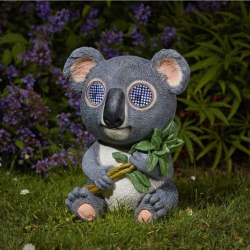 Large Solar Koala Garden Ornament • LED Blinking Eyes • Outdoor Patio Decor