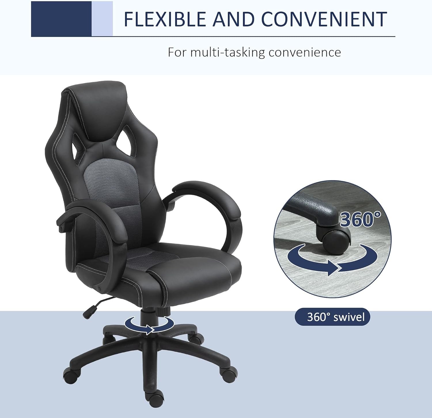 Gaming Chair Racing Style Swivel Faux Leather Desk Chair