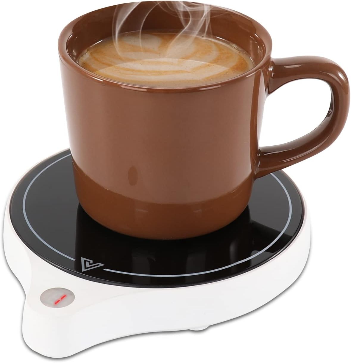 White 200W Coffee Mug Warmer 5 Temp Desk Cup Heater 8H Auto Off