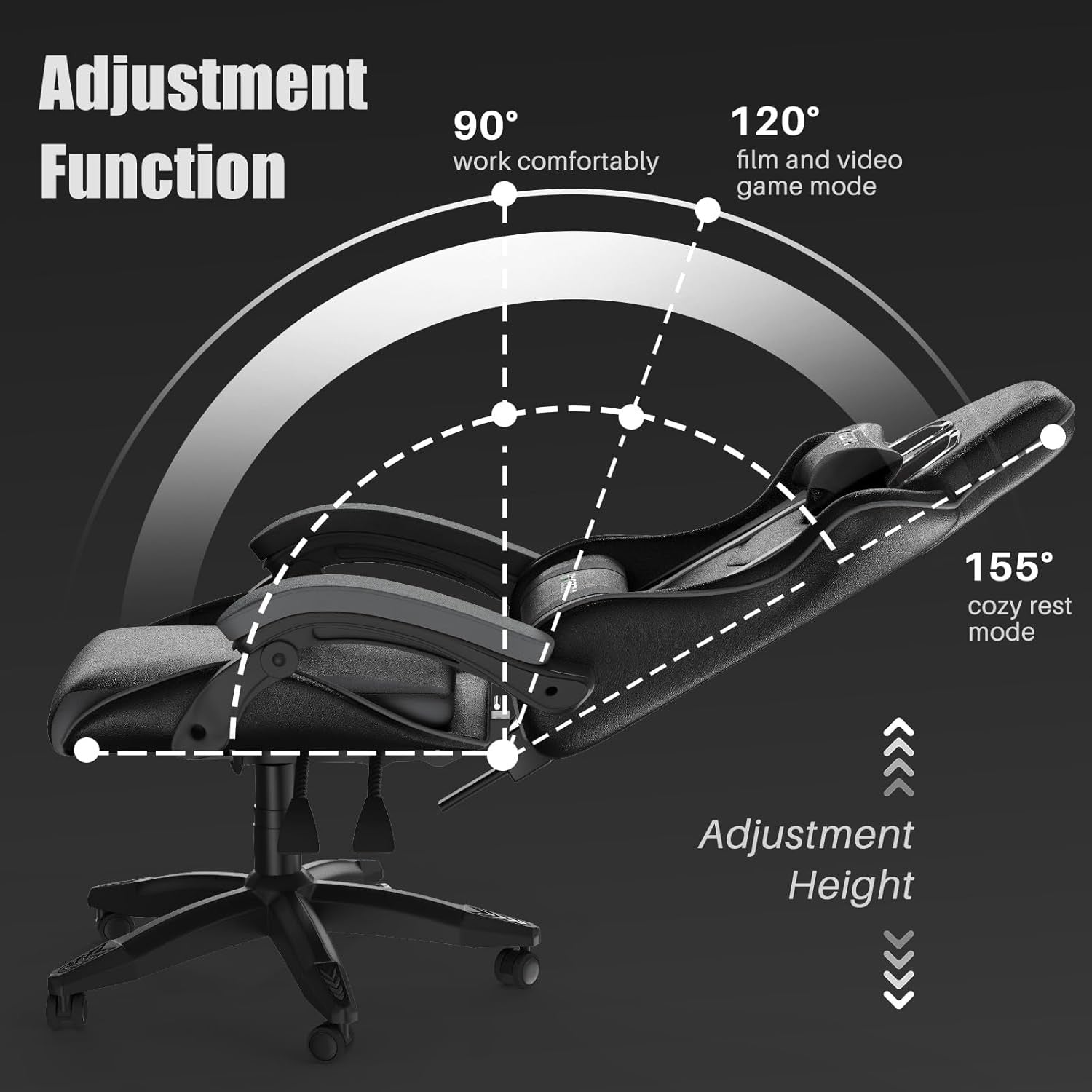 Ergonomic Gaming Chair Recliner PU Leather w/ Lumbar & Headrest