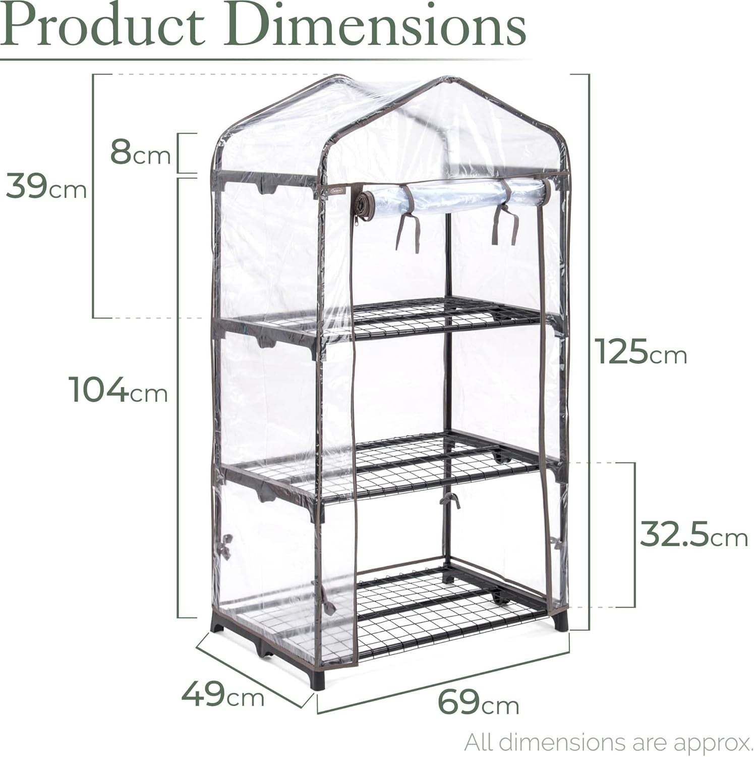 3 Tier Mini Greenhouse with Clear PVC Cover | Steel Frame