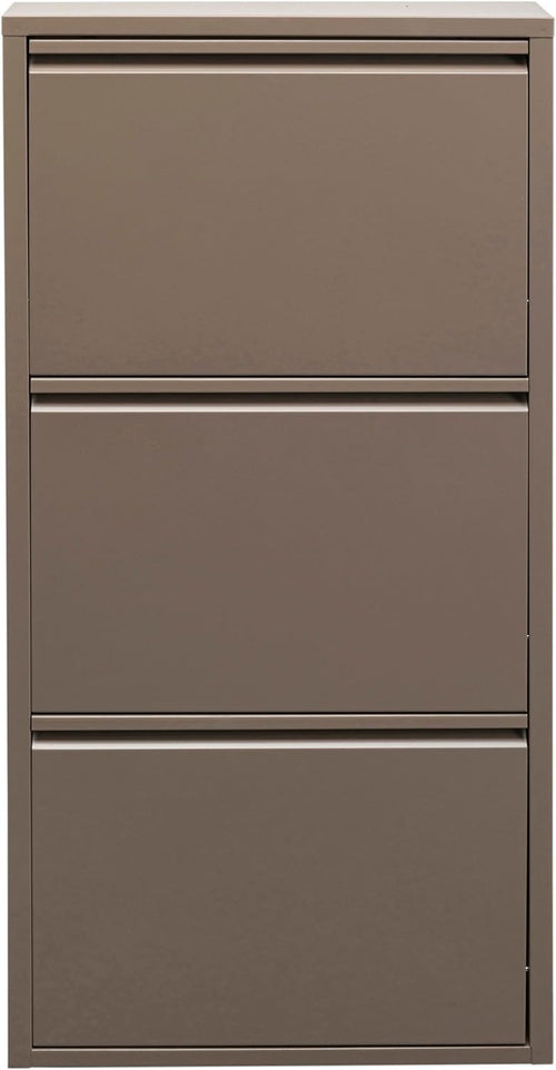 Slim Space-Saving 3-Tier Flip Shoe Cabinet, Dust-Proof Storage for 6 Pairs, Taup
