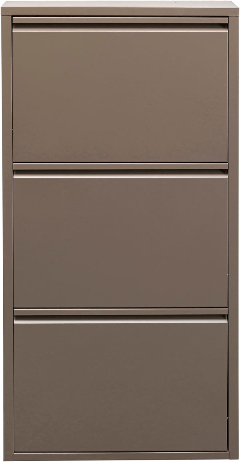 Slim Space-Saving 3-Tier Flip Shoe Cabinet, Dust-Proof Storage for 6 Pairs, Taup