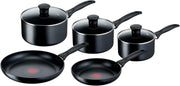5pcs Titanium Non Stick Induction Cookware Set with Thermo Signal Glass Lids