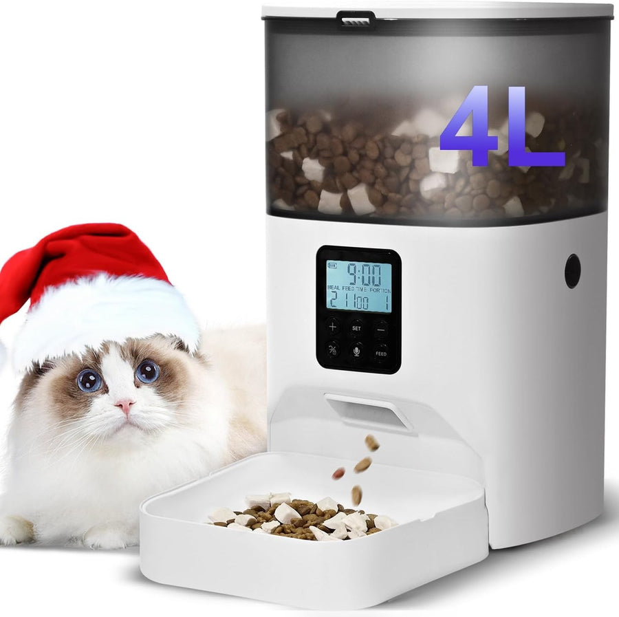 4L Automatic Pet Feeder Timed Food Dispenser 8 Meals Voice Recorder