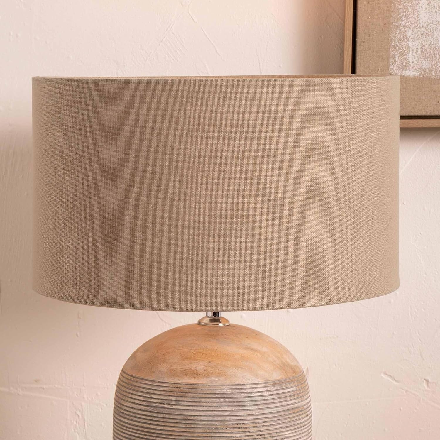 Taupe Drum Lampshade 45cm Cotton Cylinder Lined Table Floor Lamps