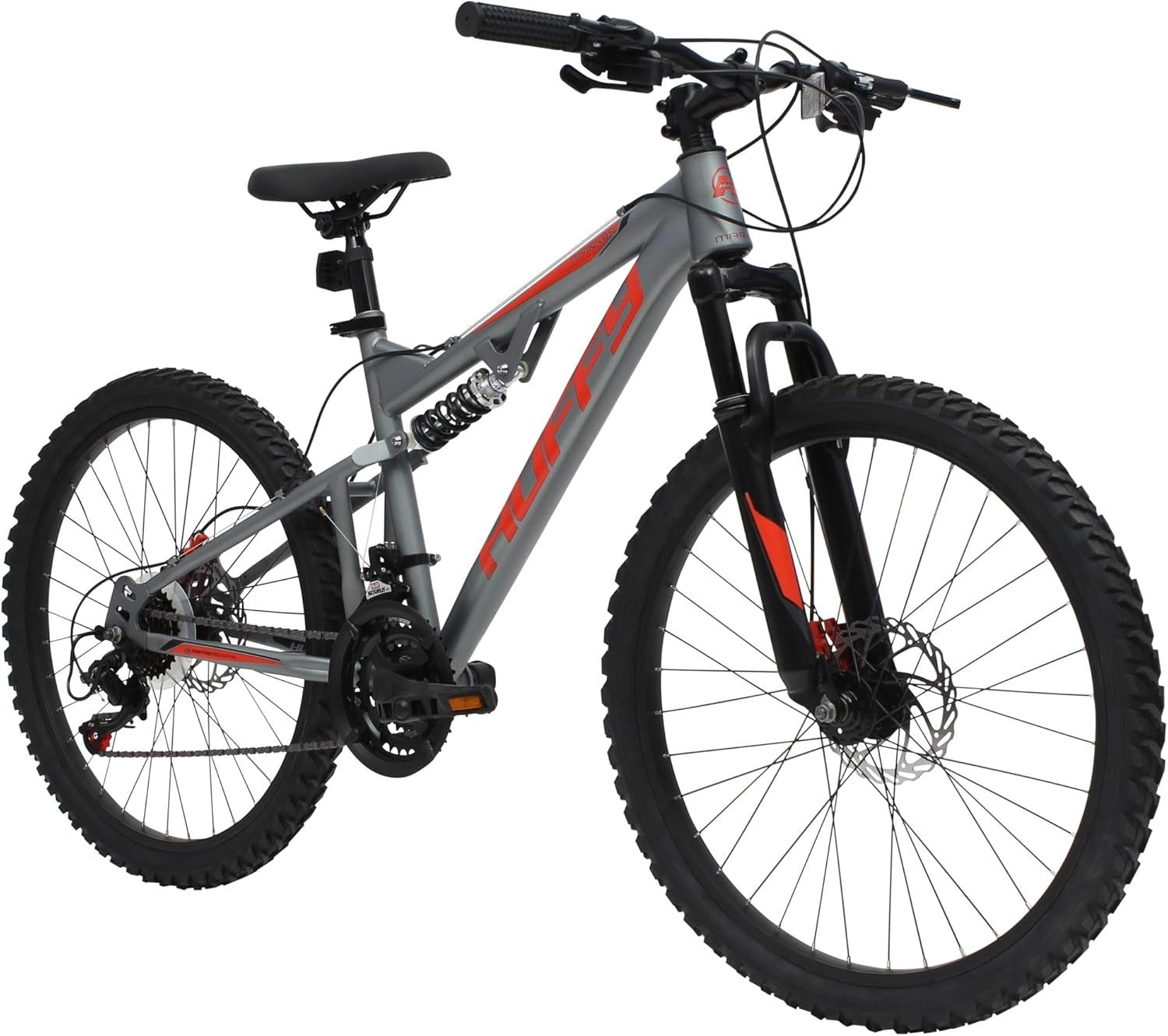 Full Suspension Youth Mountain Bike 21-Speed Disc Brakes 24" Wheels