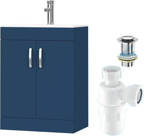 600mm Blue Bathroom Vanity Unit with Basin Floor Standing Sink Storage Cabinet