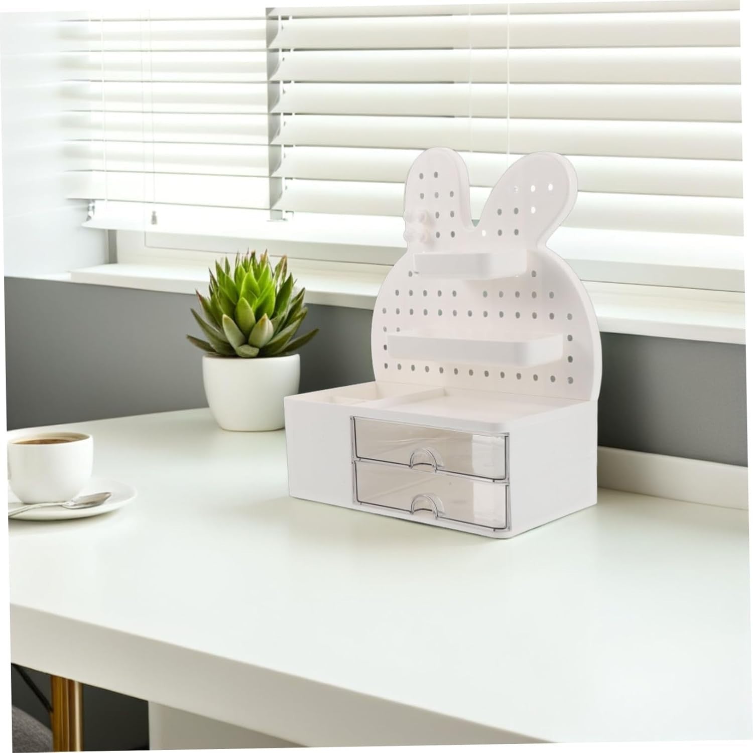 Bunny Desk Organizer Pegboard Storage Box Drawer Plastic Cute
