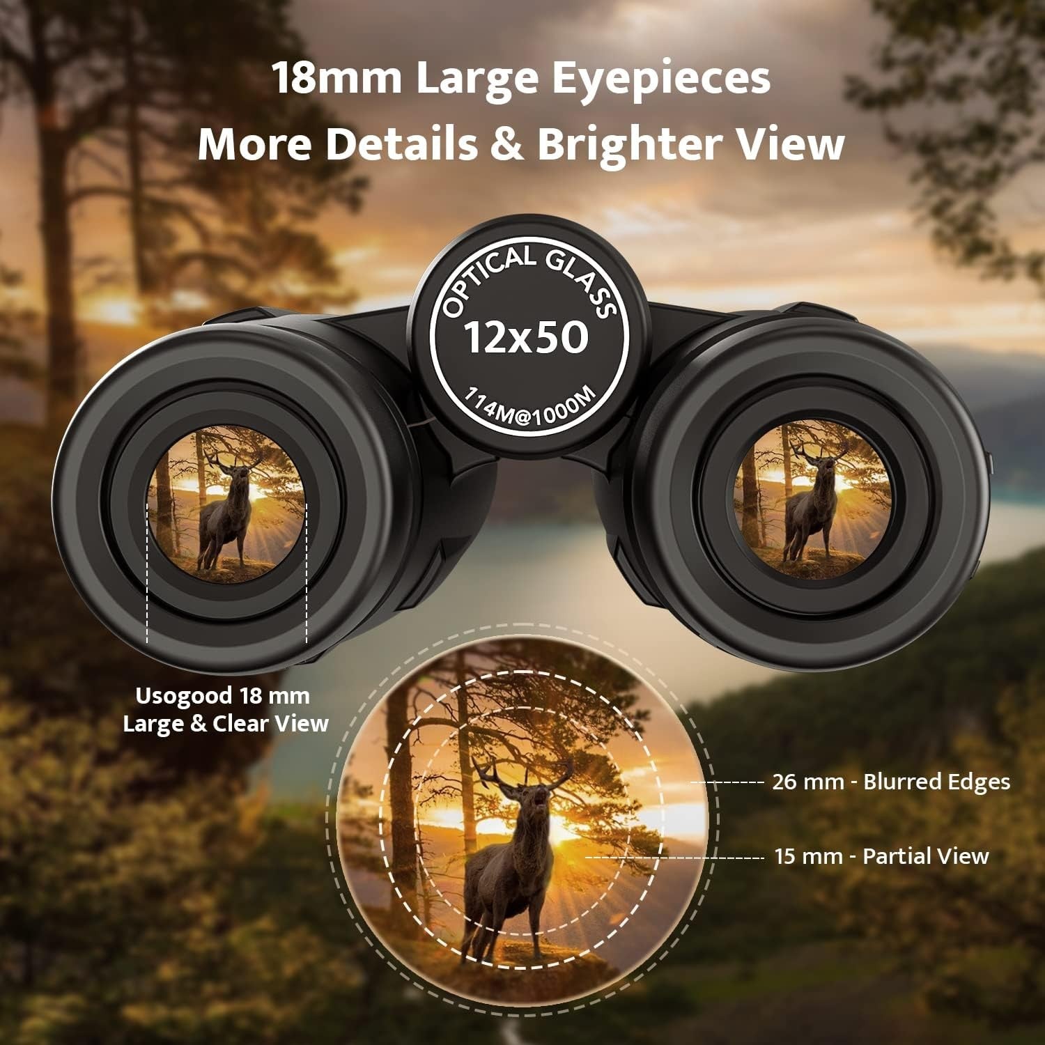 12x50 High Power Binoculars HD Low-Light Vision with Tripod & Phone Mount Campin