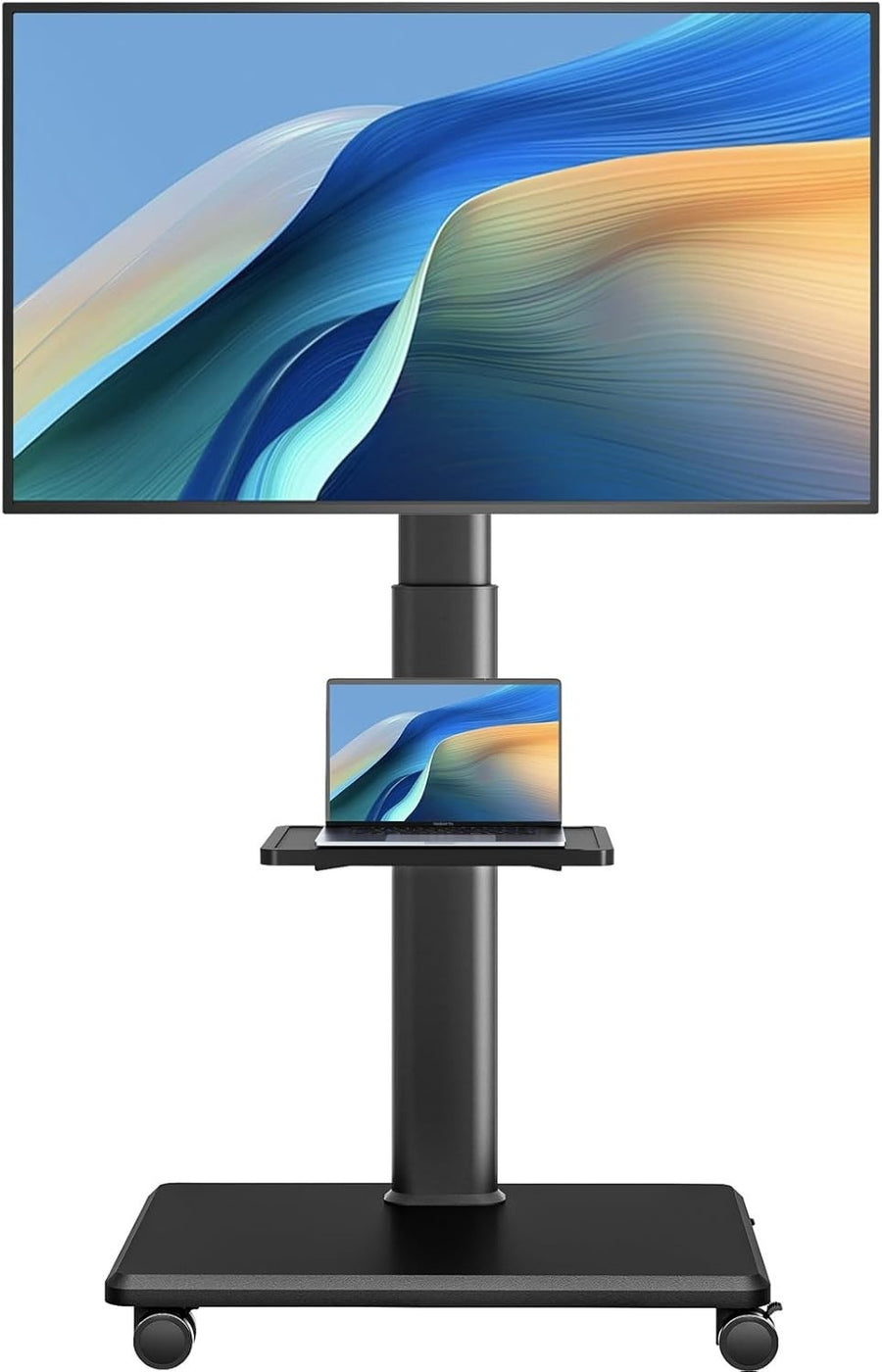 Height Adjustable TV Stand Mobile Cart 27–65" Wheels Swivel Shelf