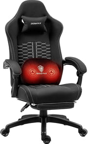 Heated Massage Gaming Chair Recliner with Footrest Ergonomic Black
