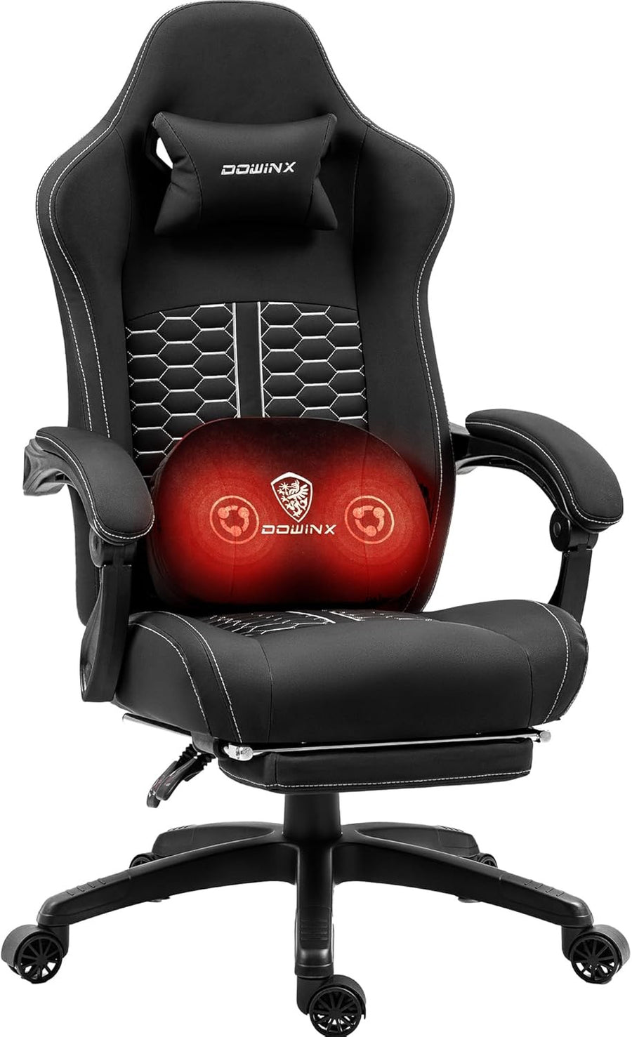 Heated Massage Gaming Chair Recliner with Footrest Ergonomic Black