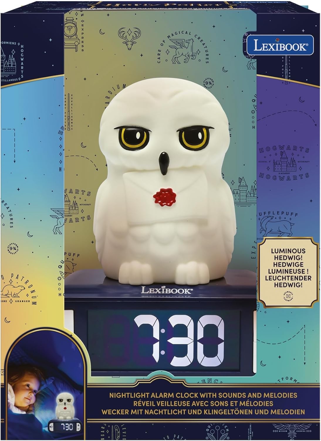 Kids Night Light Alarm Clock Owl Figure LED Backlit LCD Snooze Melodies