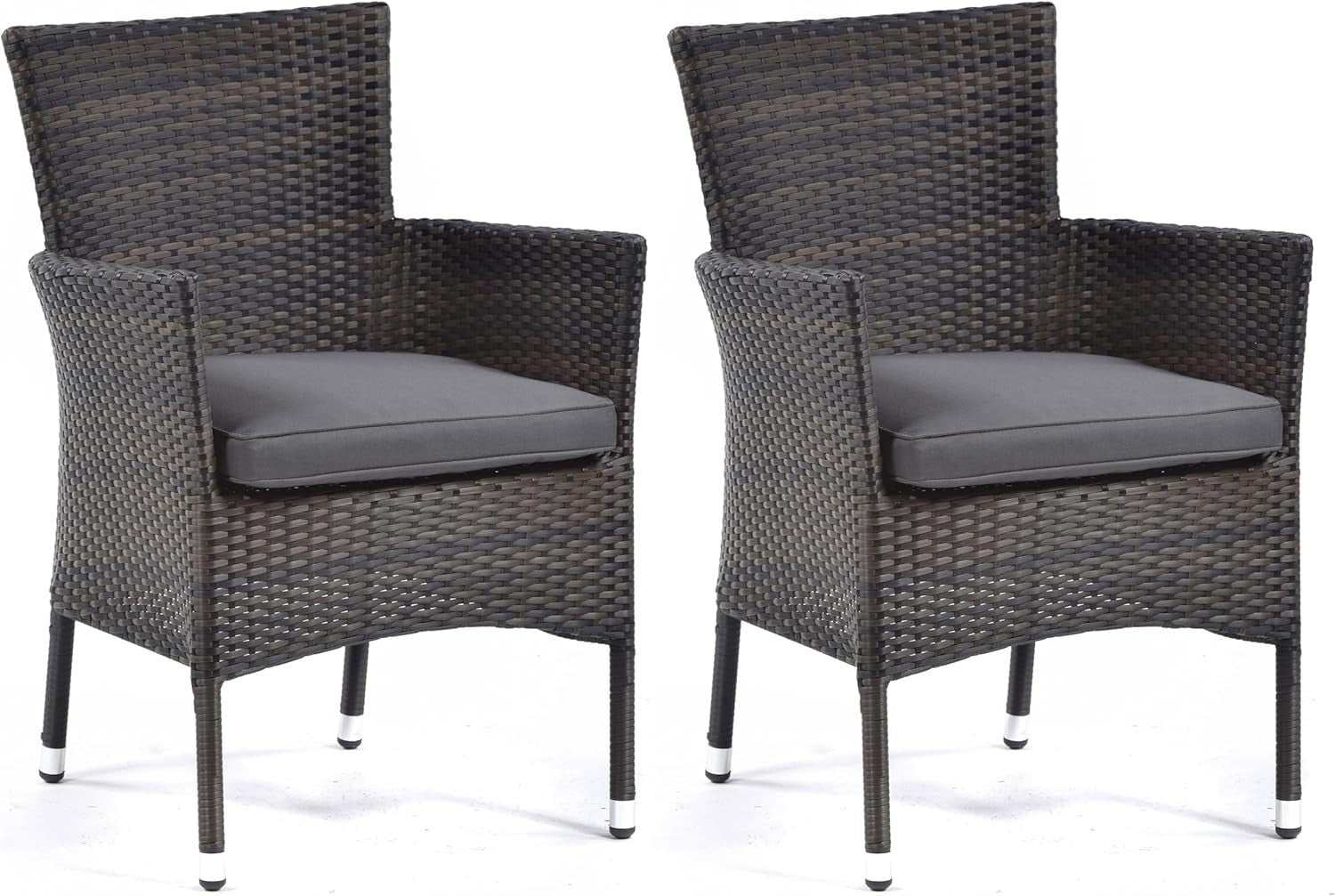 Rattan Tub Armchairs Set of 2 Outdoor Garden Patio Chairs with Cushions