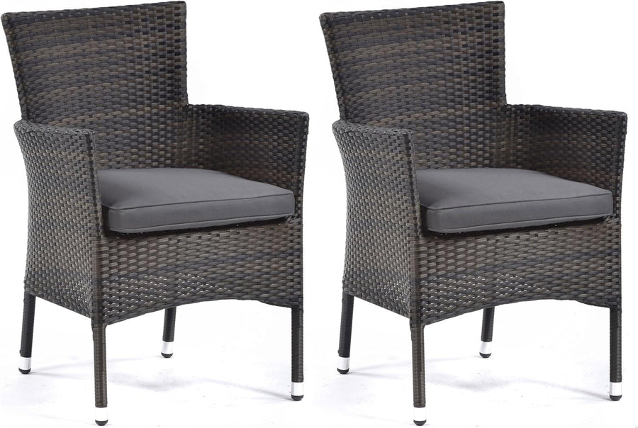 Rattan Tub Armchairs Set of 2 Outdoor Garden Patio Chairs with Cushions