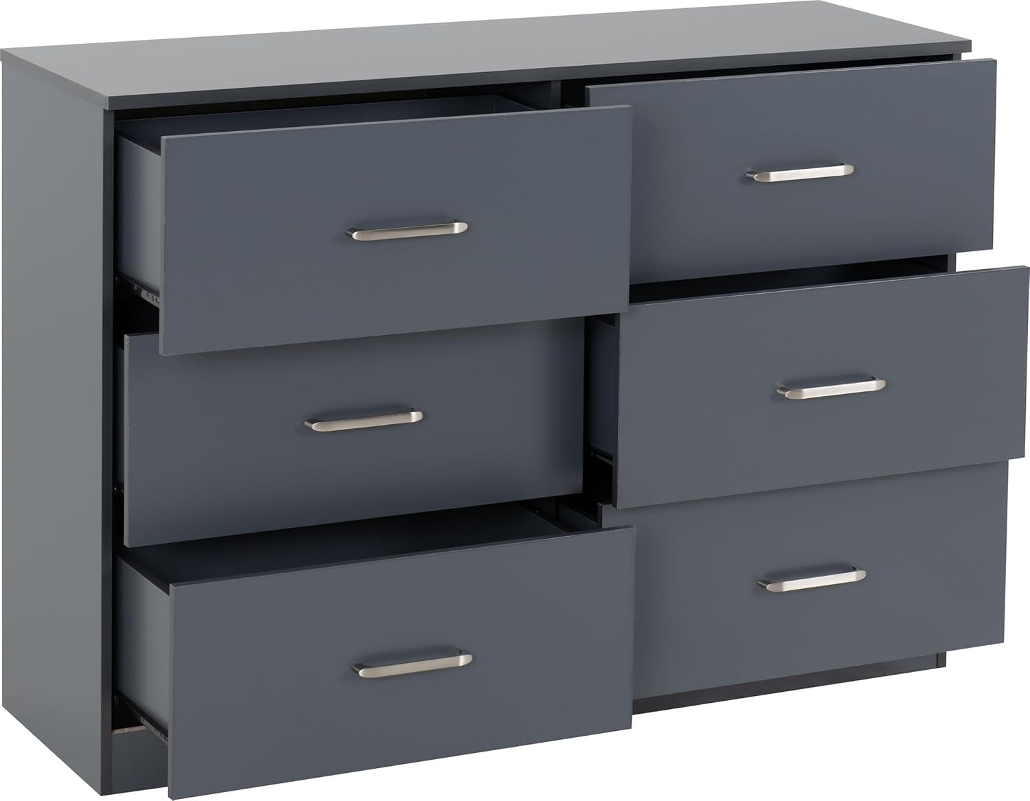 6 Drawer Chest Dark Grey Modern Bedroom Storage Unit Cabinet Drawers