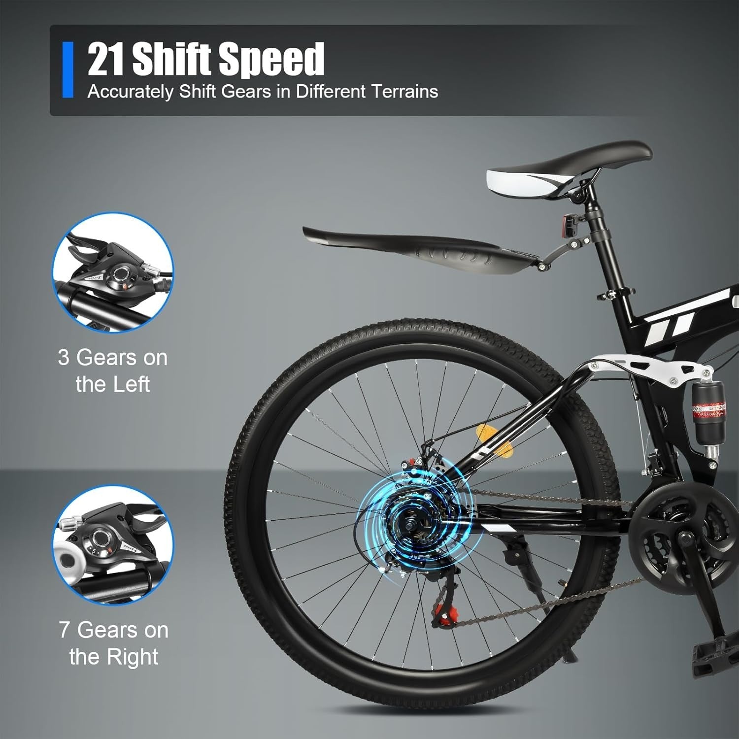 Mountain Bike 26” 21-Speed Disc Brake Adjustable Height High-Carbon Steel
