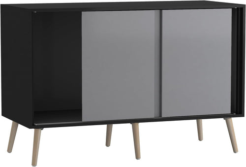 Modern Sideboard Cabinet Oak with Grey Doors| Sliding Doors Storage Unit 3 Door