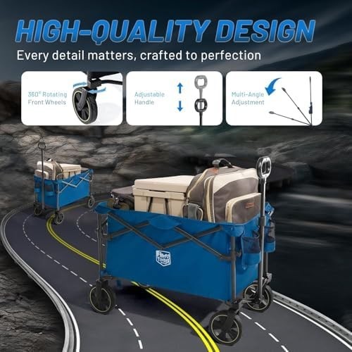 200L Folding Camping Trolley Wagon Heavy Duty All-Terrain Wheels