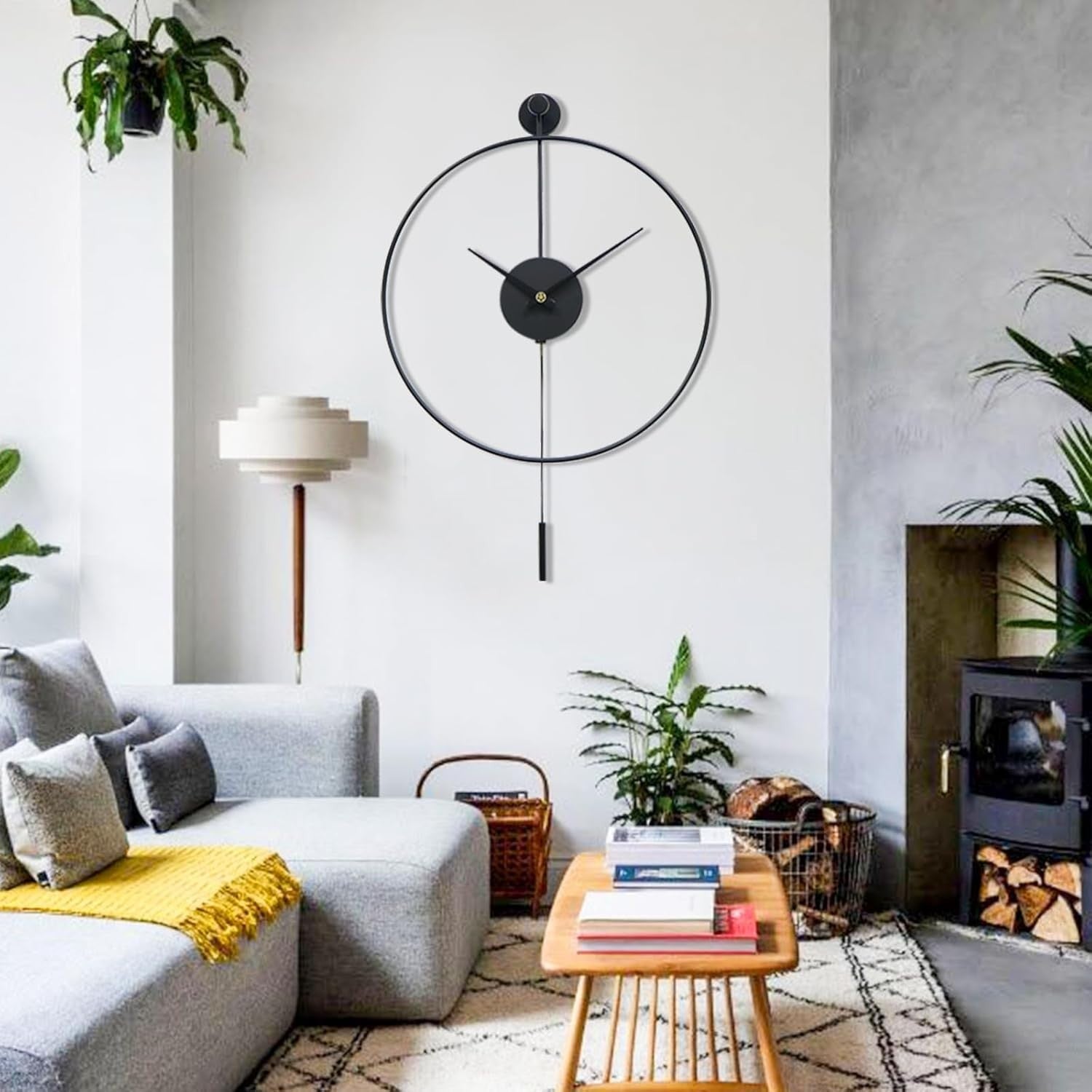 Large Modern Silent Wall Clock Metal Pendulum 20” Decor Lounge Office (S)