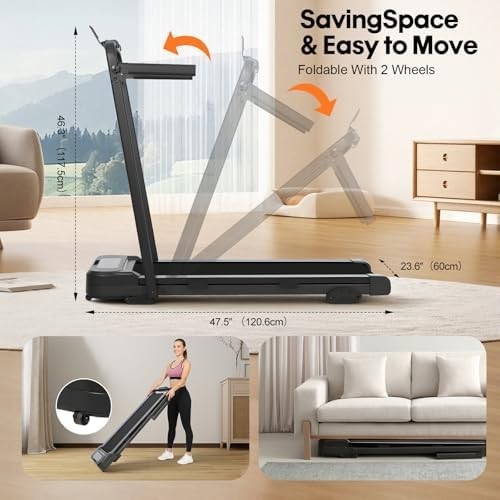 Folding Incline Treadmill with RGB Lighting Quiet 4-in-1 Walking Pad Home Gym