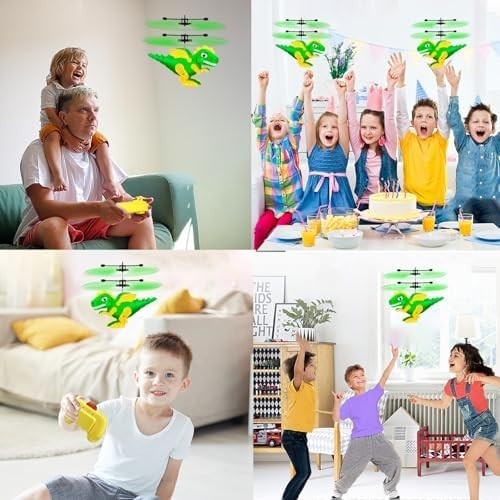 RC Dinosaur Helicopter Toy for Kids 6+, LED Lights, Indoor/Outdoor Drone