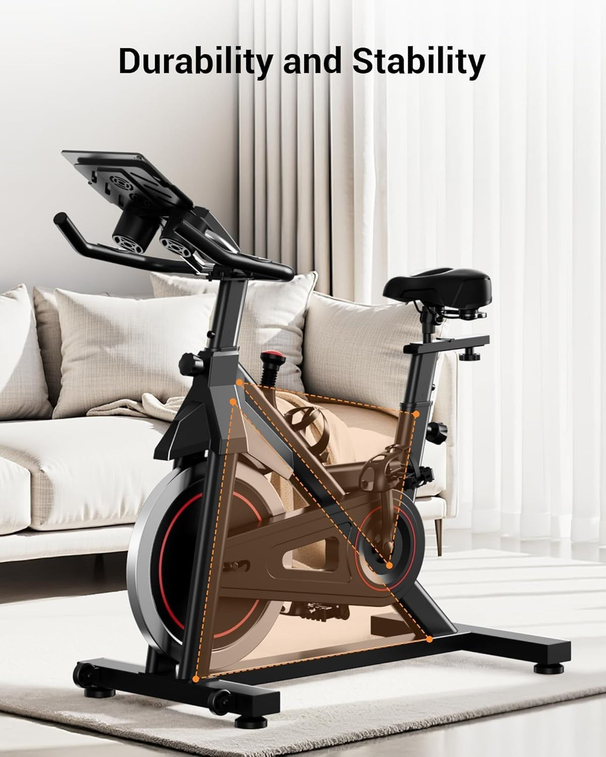 Magnetic Spin Bike w/ 0–100 Resistance, LCD Holder, Adjustable Seat 136kg Cap