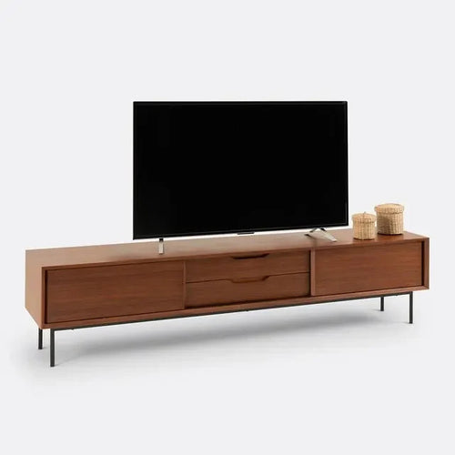 Modern Walnut TV Unit 200cm | Media Console Cabinet | Up to 75” Screen