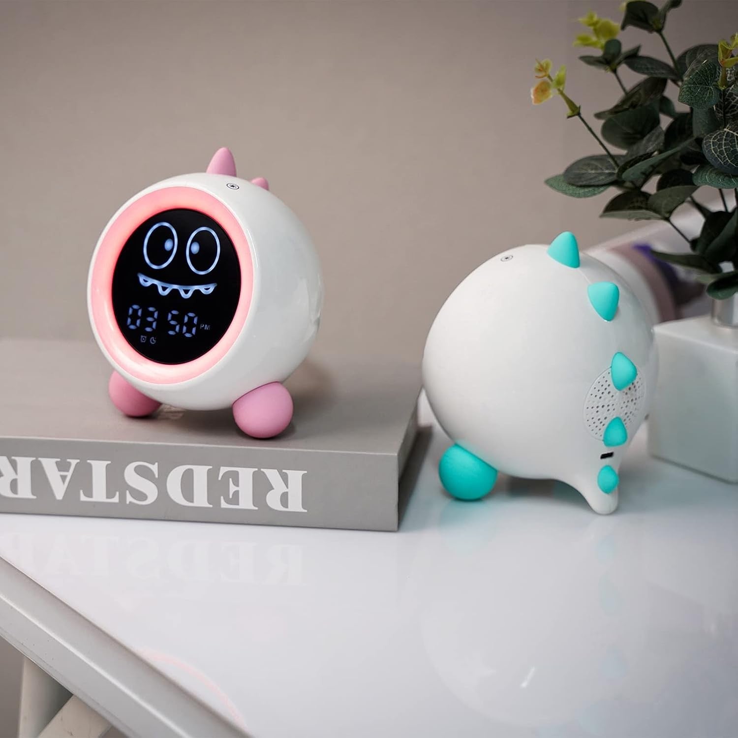 Pink Kids Sleep Training Alarm Clock Night Light Sound Machine Toddler