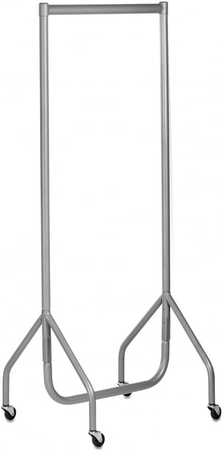 Heavy Duty Clothes Rail 2ft Steel Silver, 100kg Load, Free Standing with Wheels