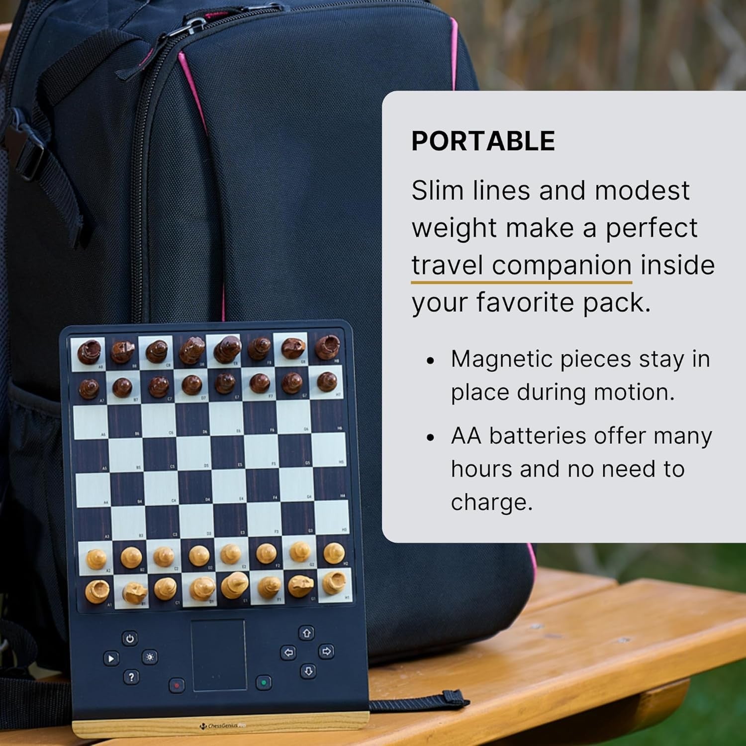 Premium Wooden Electronic Chess Computer – AI Training, LED Display, Portable
