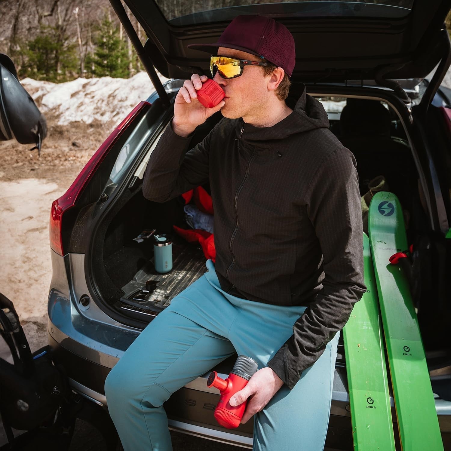 Portable Espresso Maker | 18-Bar Manual Pump | Travel Coffee Machine Red