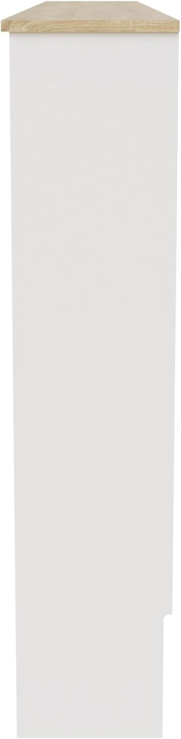 White Radiator Cover Cabinet XL | MDF Vertical Slat Wood Shelf