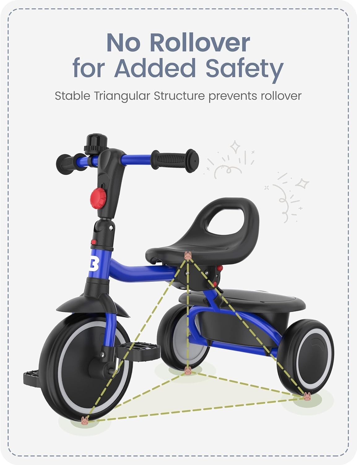 Kids Tricycle Toddler Trike Foldable Ride On Bike Blue Age 18M-5Y