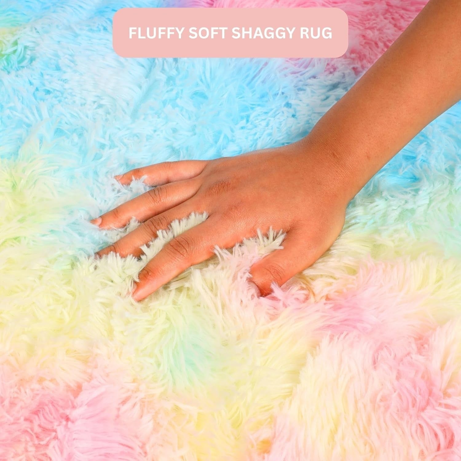 Rainbow Hallway Runner Rug 80x300cm Fluffy Thick Pile Non Slip Shaggy Carpet